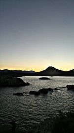 Scenic view of sea at sunset