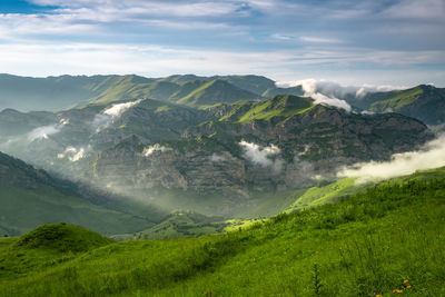 Scenic view of mountains against sky