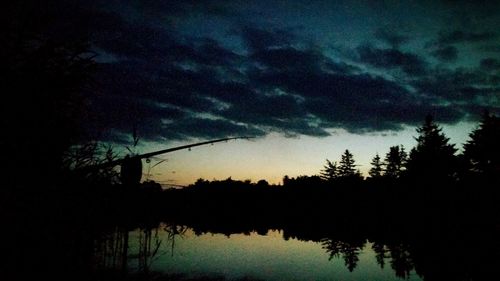 Scenic view of lake against cloudy sky