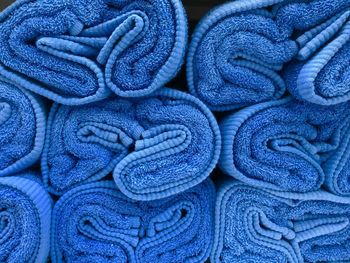 Full frame shot of blue towels