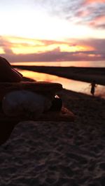 Scenic view of sea at sunset