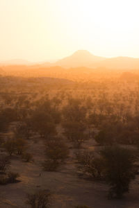 Scenic view of landscape against sky during sunset