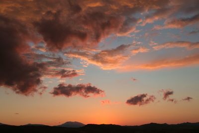 Scenic view of mountains at sunset