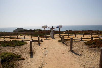Scenic view of sea against clear sky
