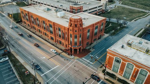 High angle view of city street