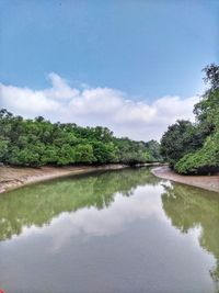 Scenic view of lake against sky