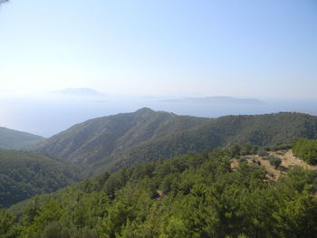 Scenic view of mountains against clear sky