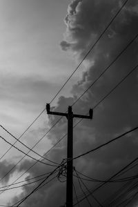 Low angle view of electricity pylon against sky