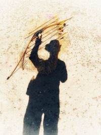 Shadow of woman on the beach