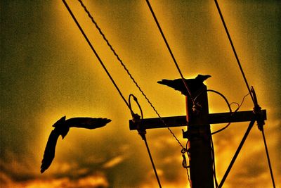 Low angle view of silhouette people against sky