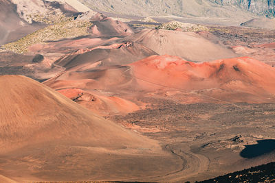 High angle view of arid land in maui, hawaii