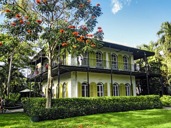 Built structure with lawn in foreground