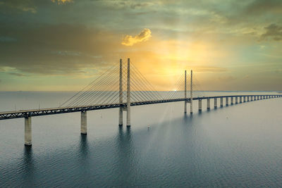 Aerial view of the bridge between denmark and sweden, oresundsbron.