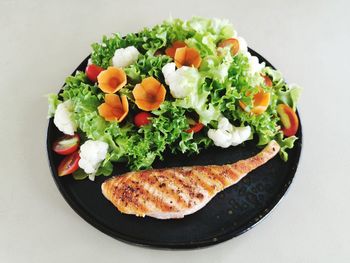 High angle view of meal served in plate