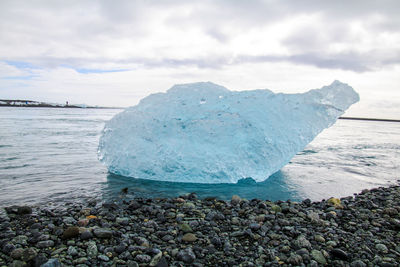 Scenic view of frozen sea against sky