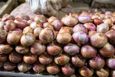 Close-up of onions for sale