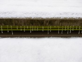 Close-up of snow against sky during winter