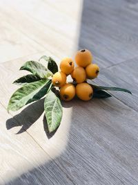 High angle view of fruits on table