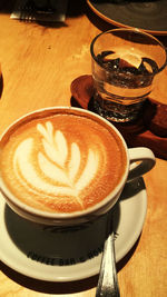 High angle view of coffee on table