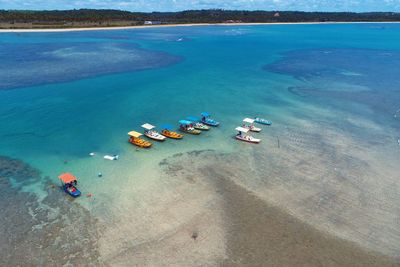 High angle view of people on beach