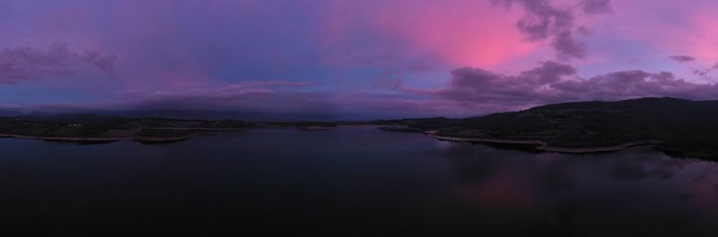Panoramic view of sea against sky at sunset