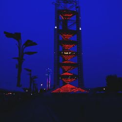 Low angle view of illuminated built structure