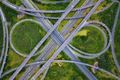 Aerial view of highways in city