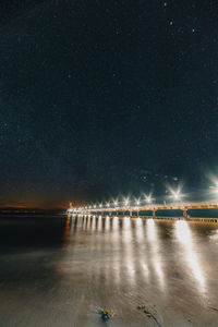 Illuminated road at night