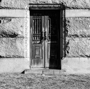 Closed door of old building