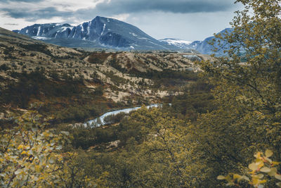 Scenic view of mountains against sky