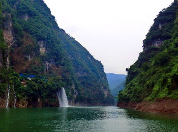 Scenic view of waterfall