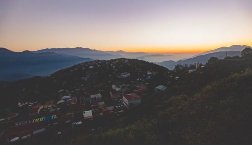 View of cityscape at sunset