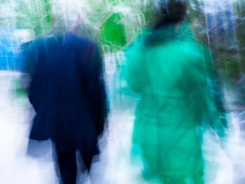 Blurred motion of people walking