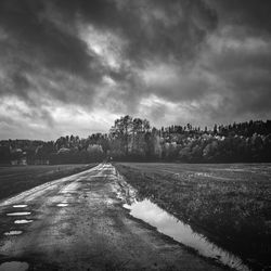 Scenic view of agricultural field against storm clouds