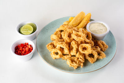 High angle view of food on table