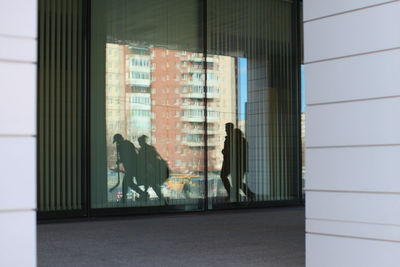 Digital composite image of glass window of building