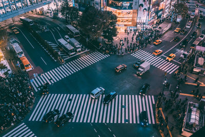 High angle view of cars on street