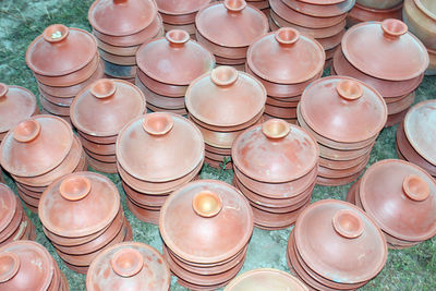 High angle view of objects for sale in market