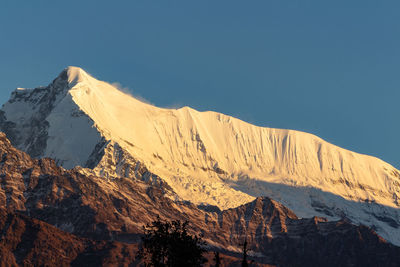 Shot of maiktoli peak as seen on the way to the pindari glacier hike in october 2018.