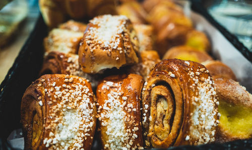 Close-up of swwt buns on table