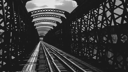 Railroad tracks in bridge