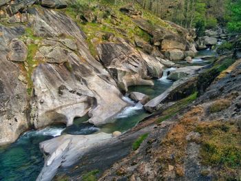 Stream flowing through rocks in forest