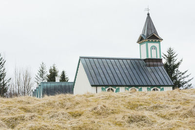 Church against clear sky