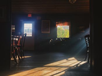 Sunlight streaming through window on table at home