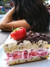 Close-up of strawberry cake