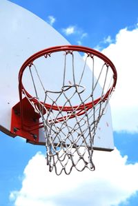 Low angle view of basketball hoop against sky