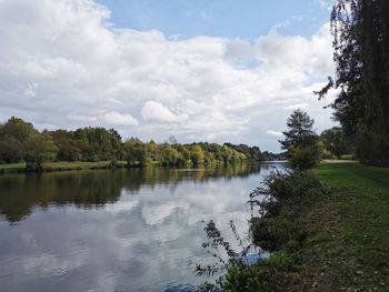 Scenic view of lake against sky