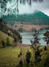 Scenic view of land against clear sky