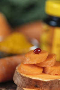 Close-up of dessert on table