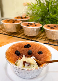 Close-up of dessert on table